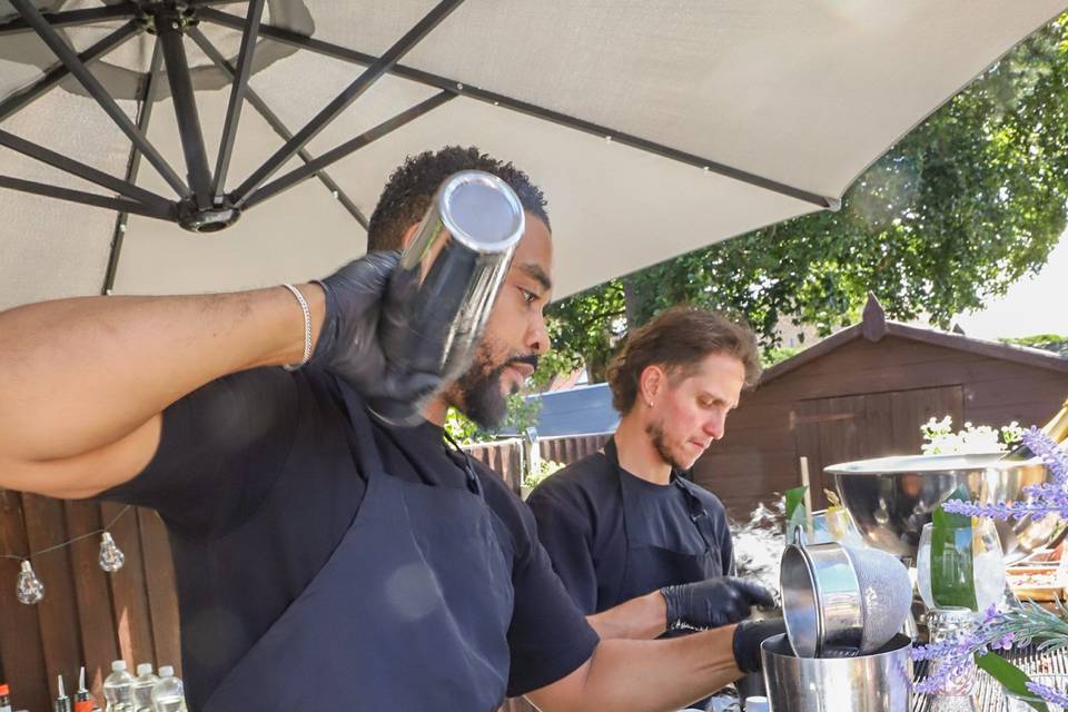 Preparing drink for guest