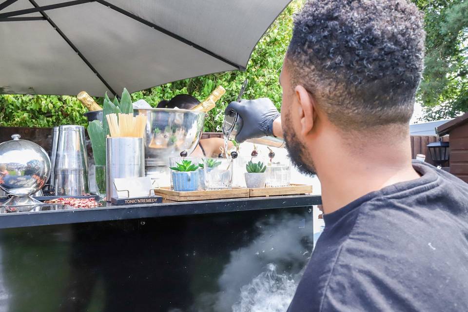Thick smoke on bar top