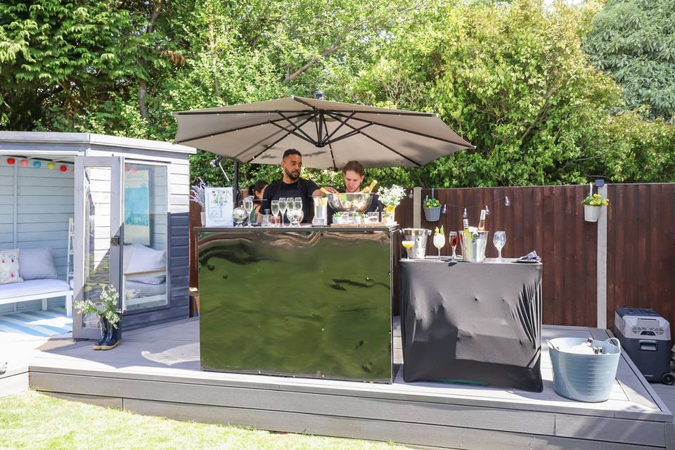 Wide shot garden bar