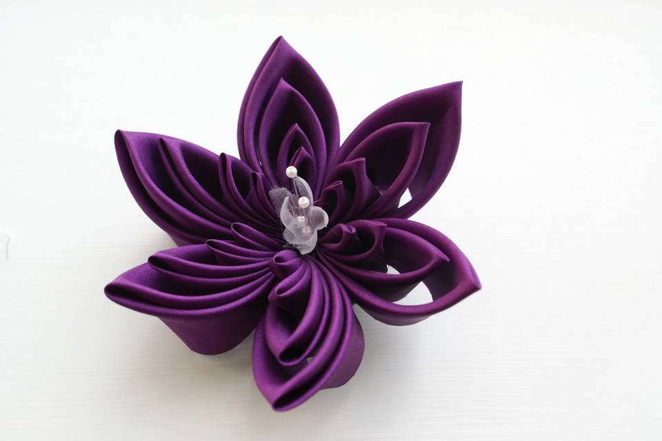 Extra Large Turquoise Silk Kanzashi