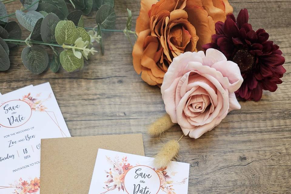 Autumnal rustic save the date