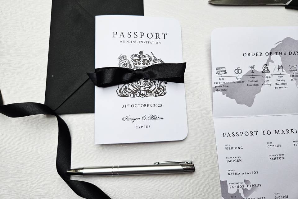 Black passport invitations