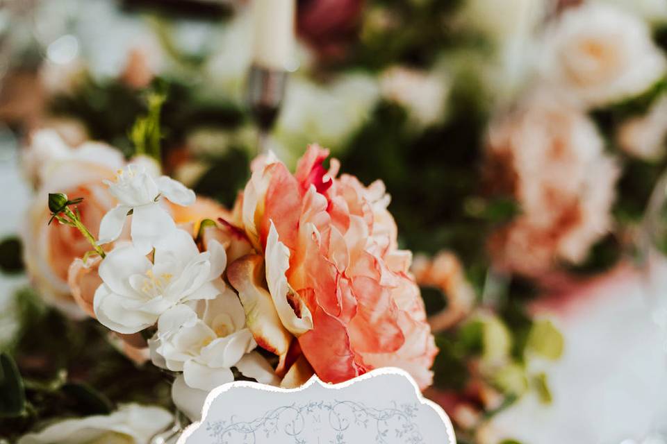 Table Numbers, gold leaf trim