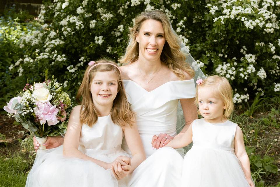 Bride and flower girls