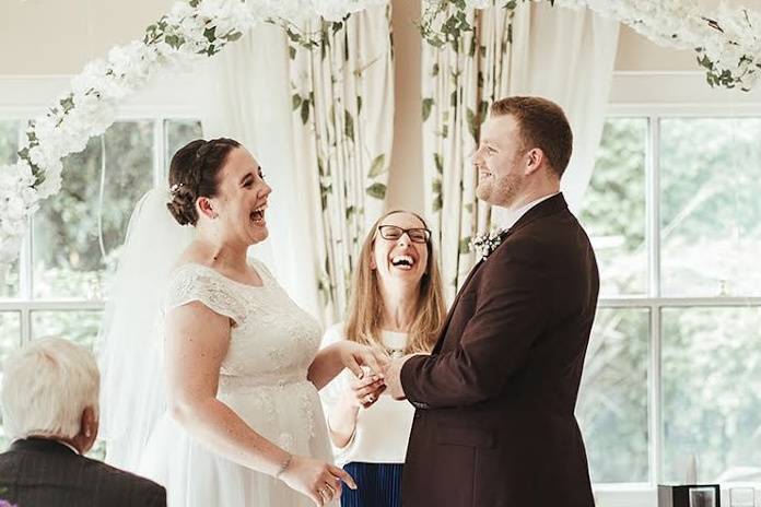 Laughter at a wedding ceremony