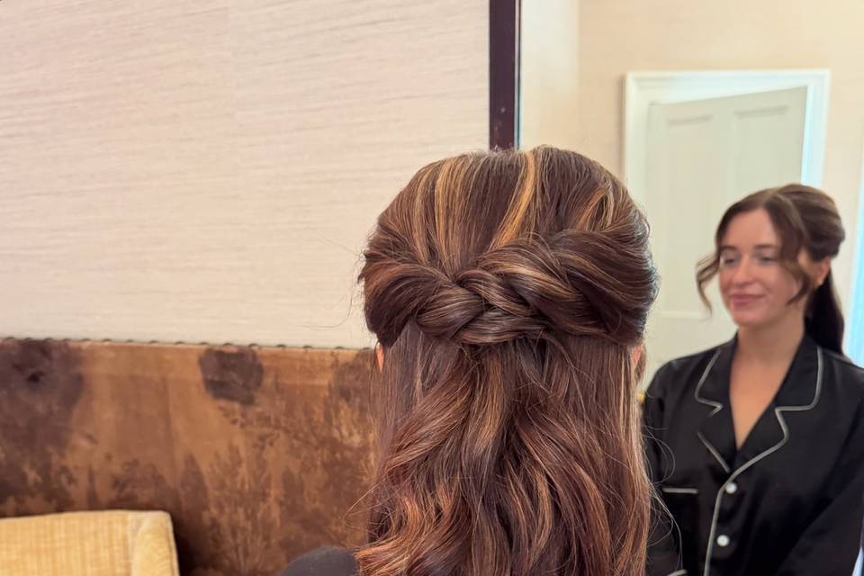 Textured twist half up