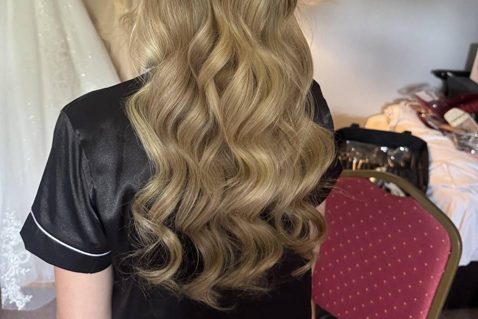 Half up soft curls