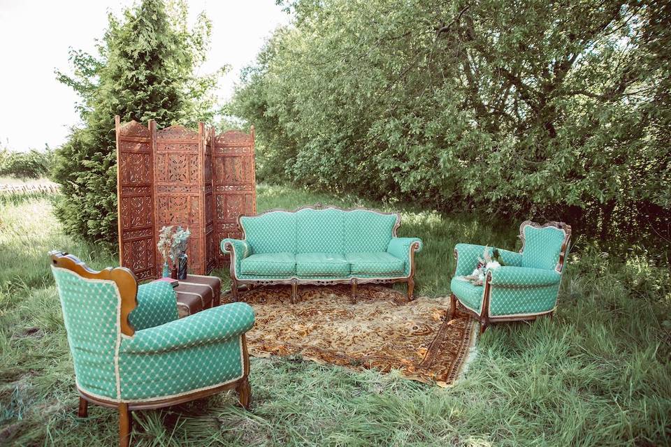 Green louis seating area