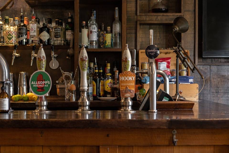 Local ales served at the bar