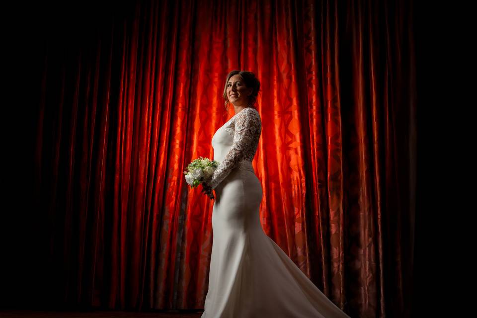 Bridal portrait red background