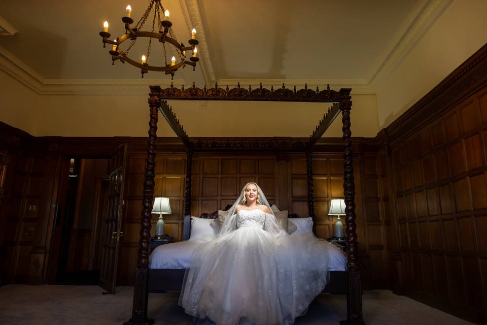 Bridal Portrait, sat on bed