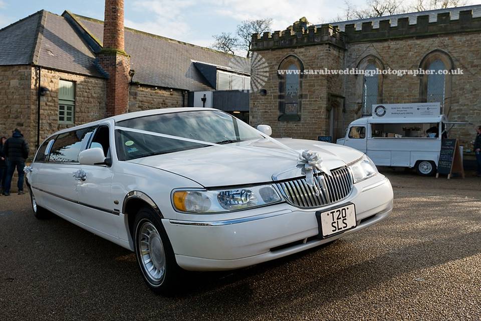 White wedding limousine