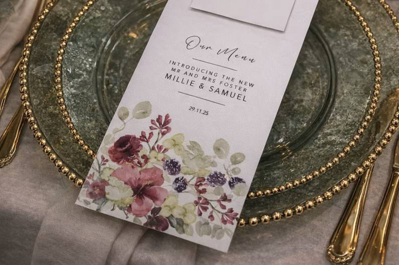 Wedding menu with guest name