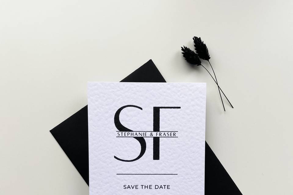 Save the date on hammered paper