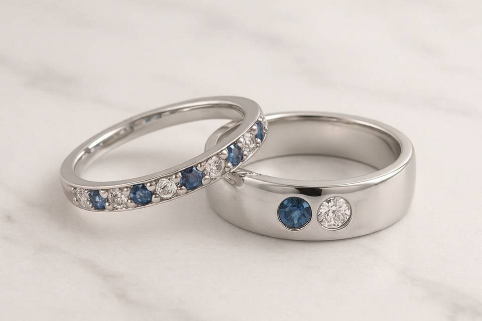 Matching hers & his sapphire