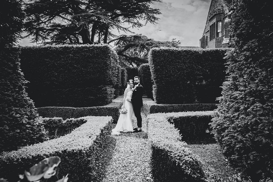 Garden wedding couple