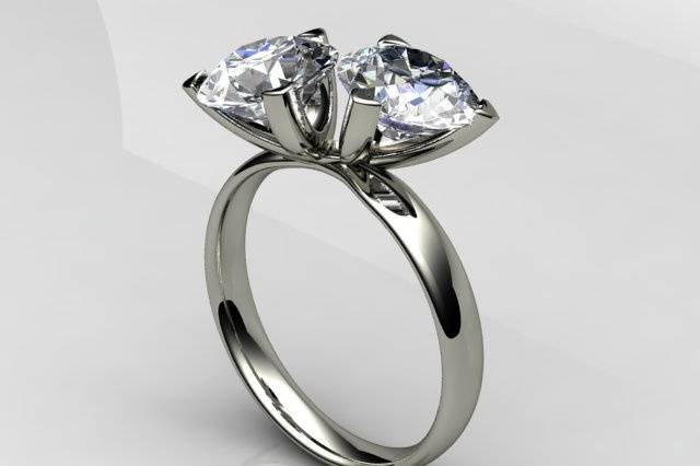 Two stone white gold ring.