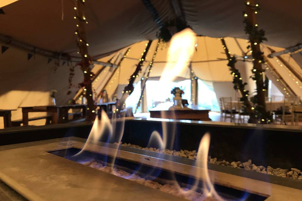 Cosy fire pits in the tipis
