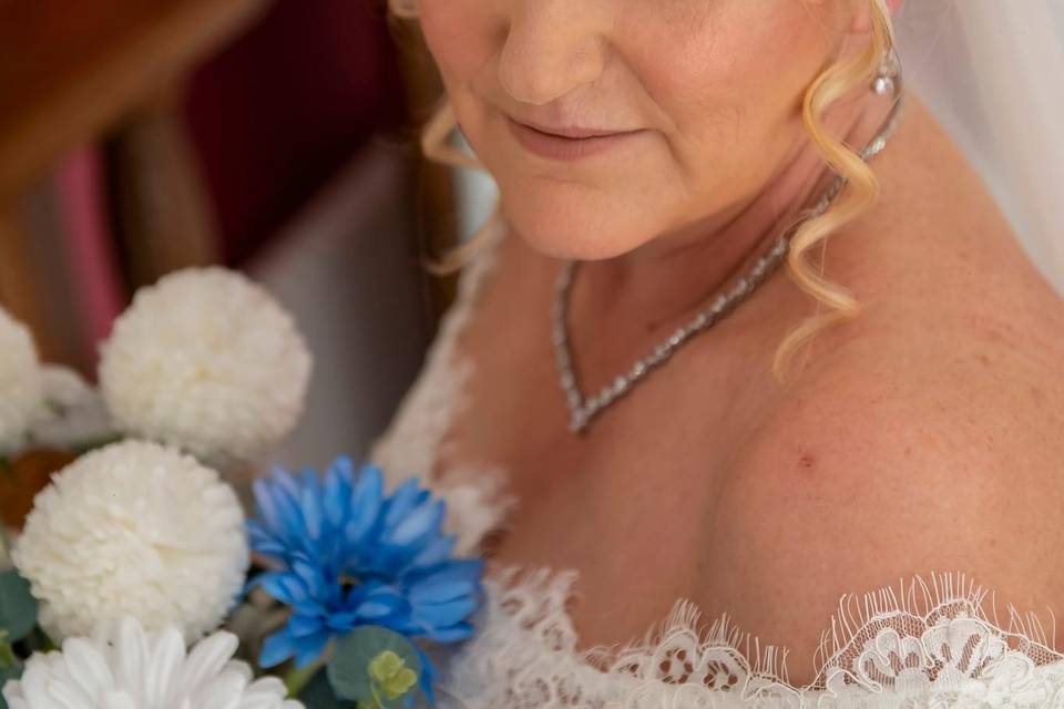 Up close of the bride