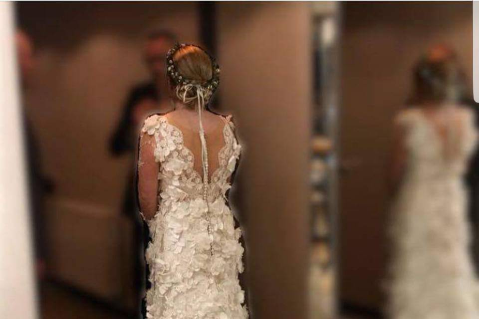 3D flower lace wedding dress