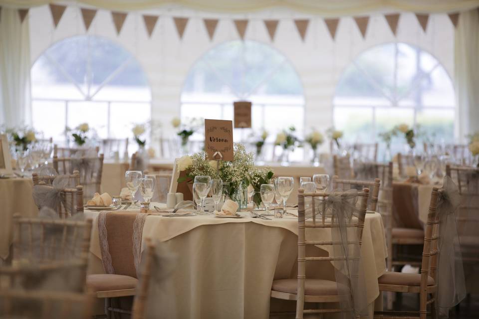 Marquee table set up