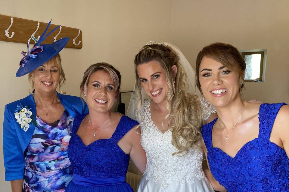 MOB , bride and bridesmaids