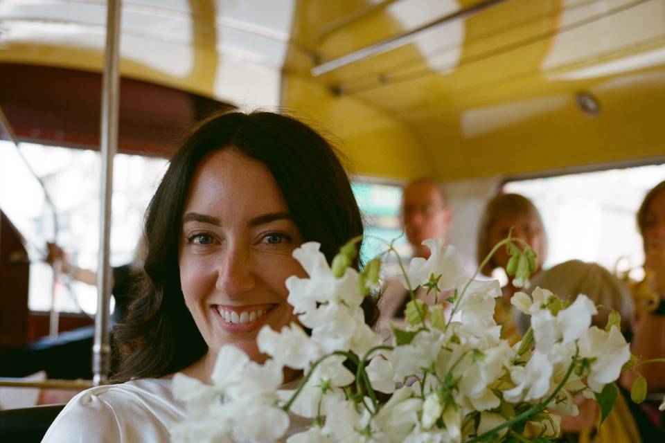 Bride on her way to reception