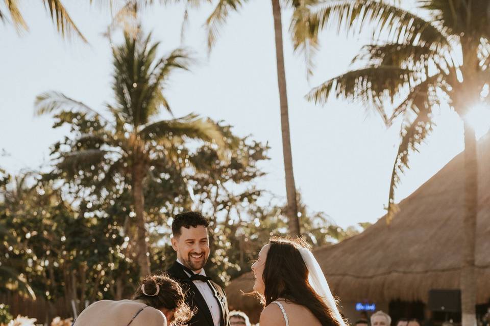 Still laughing together