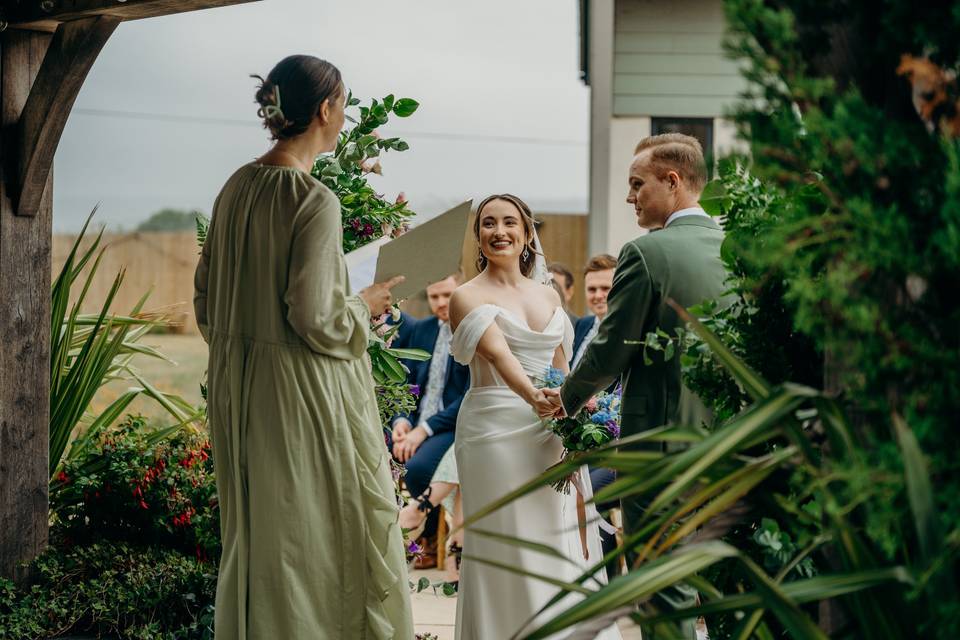 Bride enjoying the ceremony
