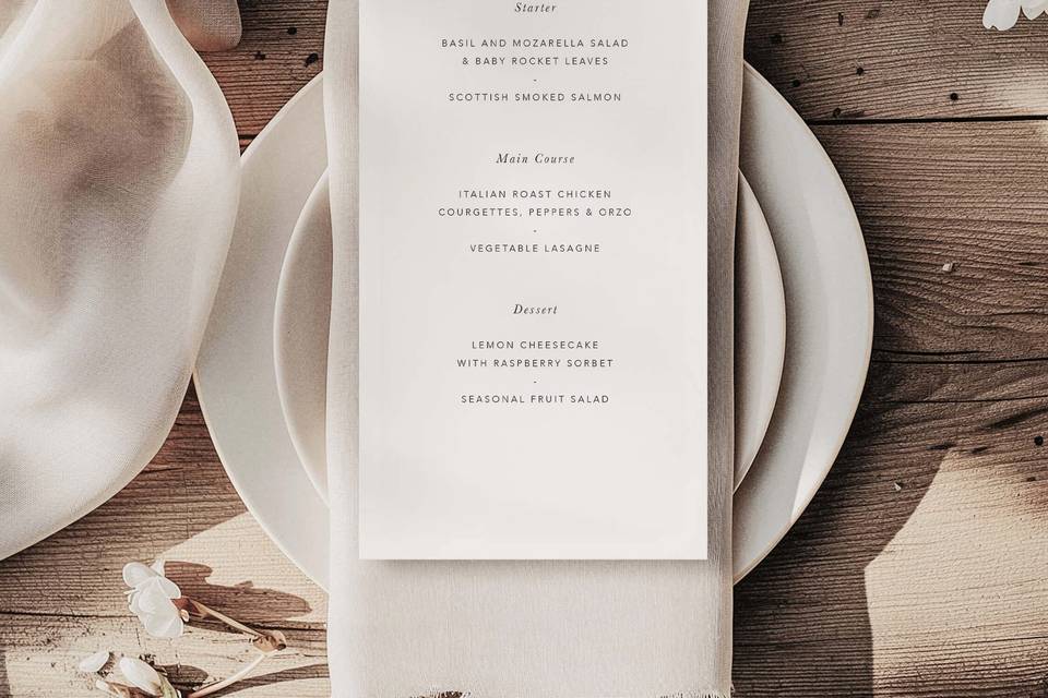 Windor Menu Card