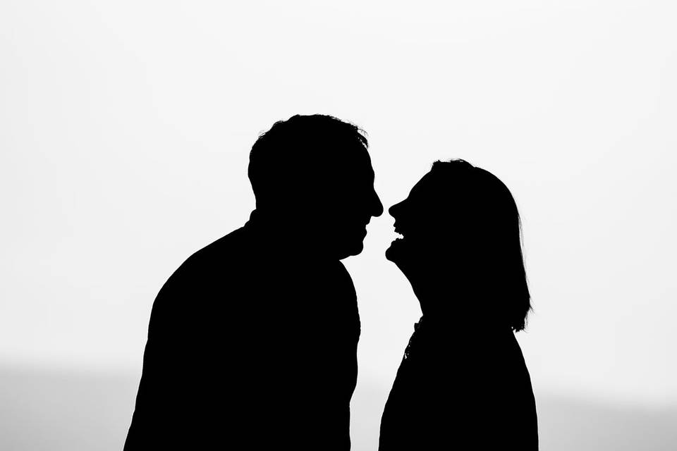 Lauging couple silhouette