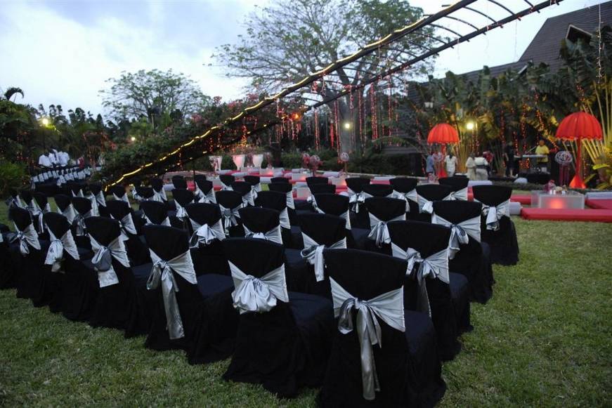 Black covers with silver sashes