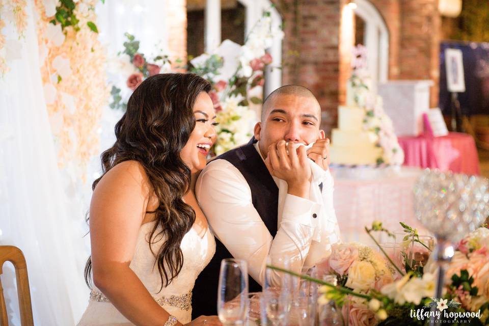 Groom crying during toasts