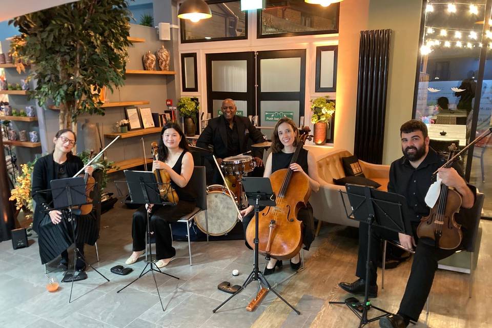 String quartet and drums