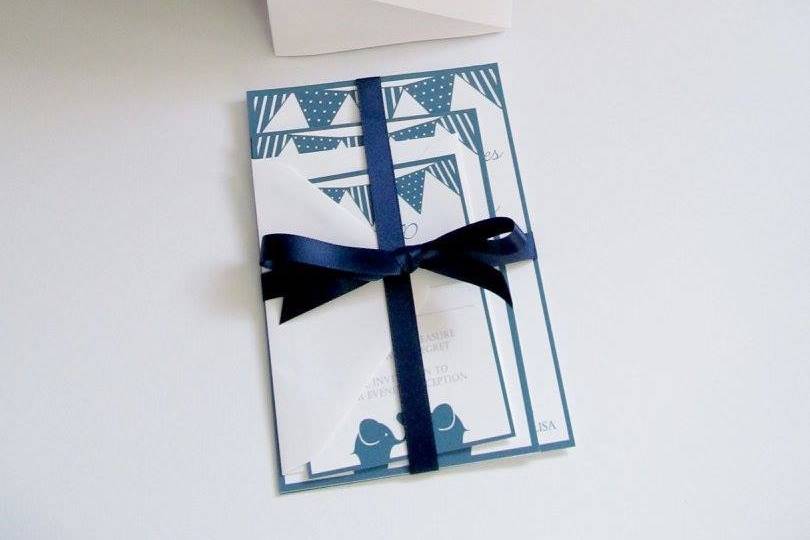 Navy blue bunting elephants