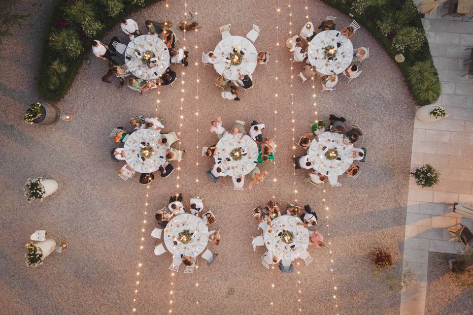 Aerial view front villa dinner