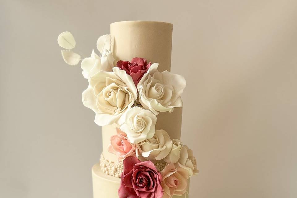 4 Tier Latte Fondant Cake