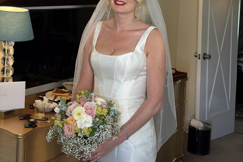 Bold red lip bride