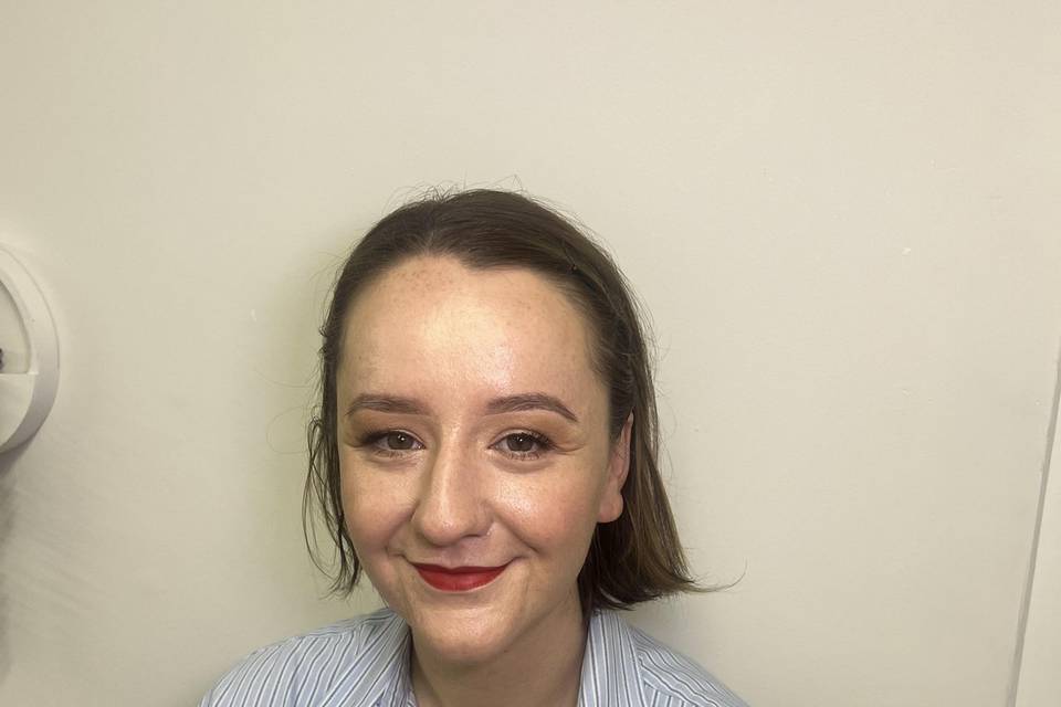 Soft glam with bold lip