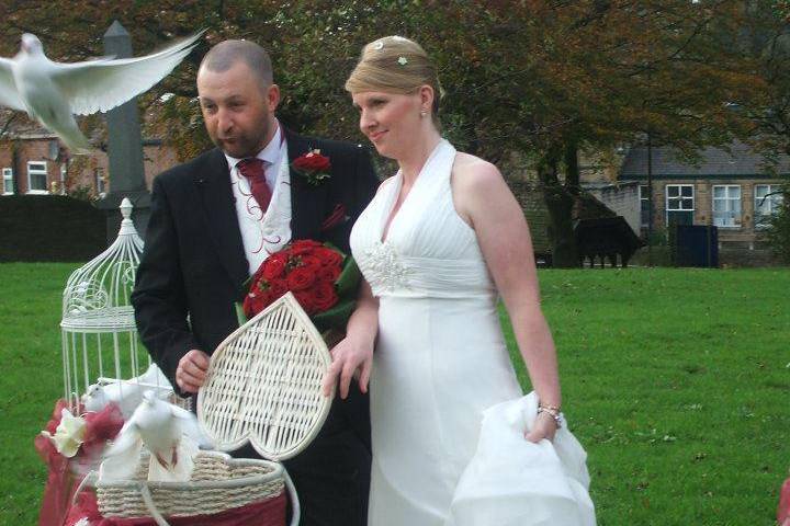 Wedding doves at st pauls stalybridge