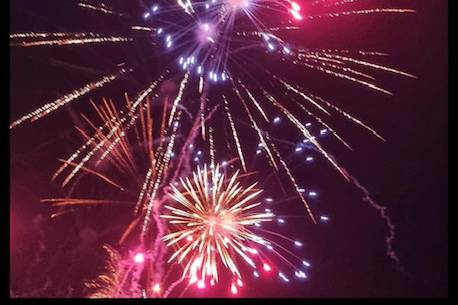 Red and blue fireworks