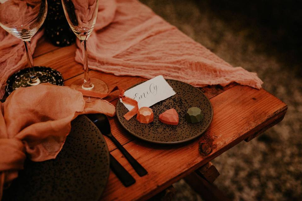 Rusty and black tipi wedding