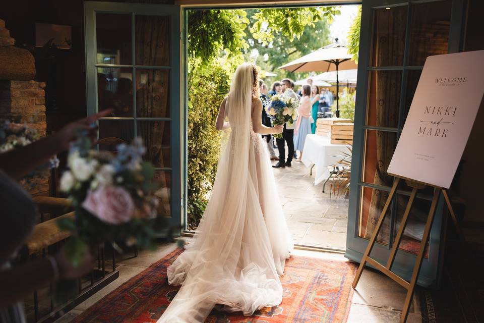 Bride heading onto Garden Terr