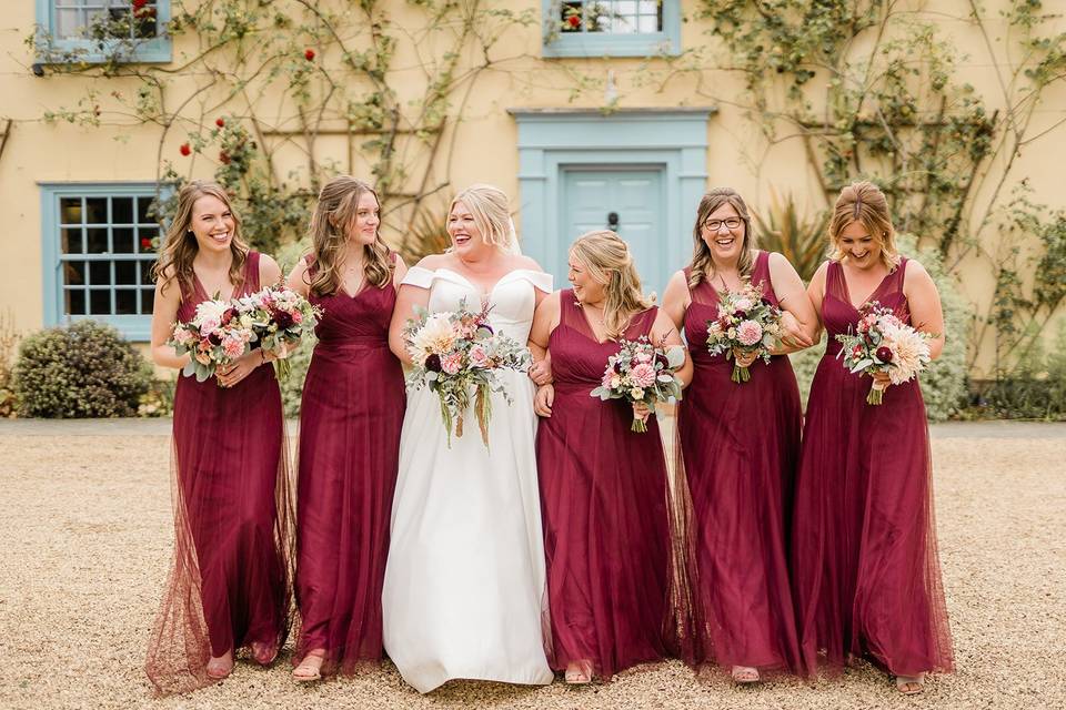 Bride and bridesmaids