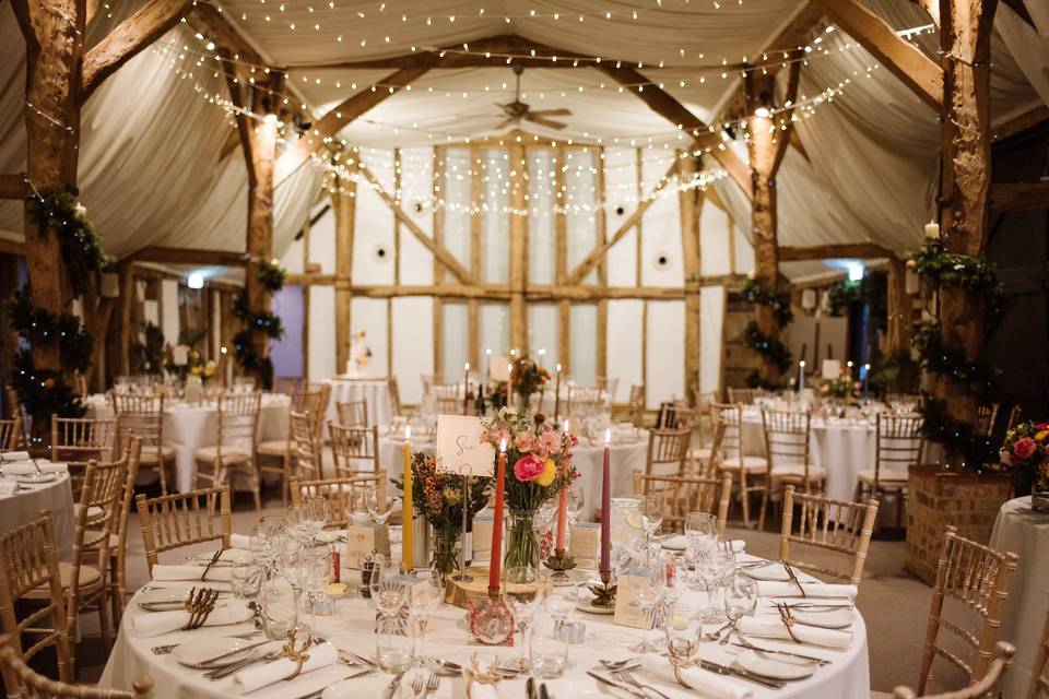 Barn set for Wedding Meal