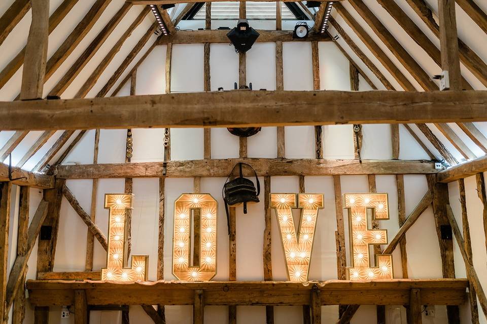 Timber framed wedding barn