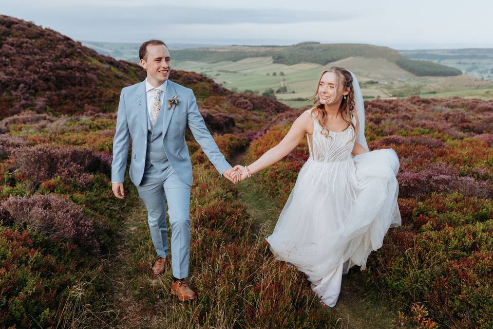 Walking through heather