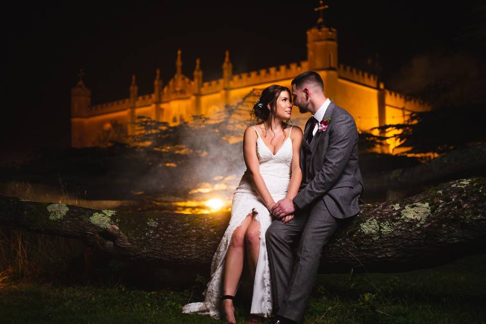 Couple sat on Cedar tree