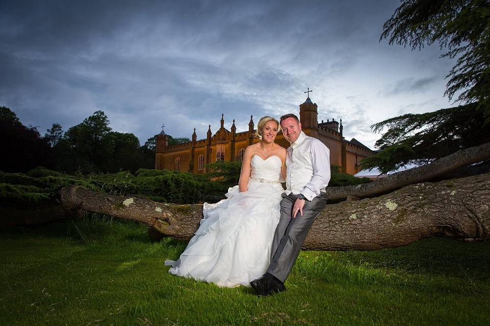 Couple sat on Cedar tree