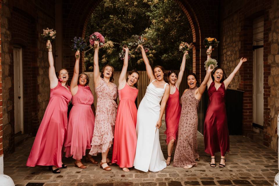 Bridal Party Celebrating
